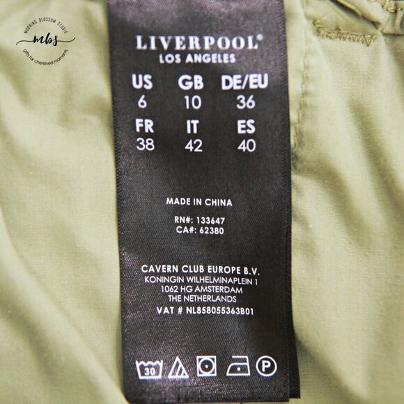 Liverpool Buddy Mid Rise Trouser Cotton Blend Shorts Green Women 6/28 - Picture 7 of 9